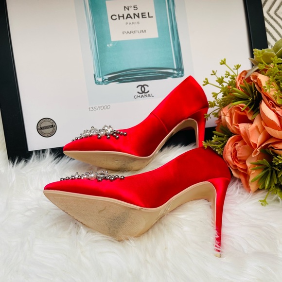 Embellished Red Satin Heel - Picture 8 of 9